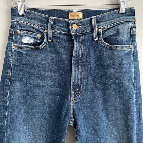 MOTHER High Waisted Rider Ankle Fray Distressed Cropped Skinny Jeans - 28" - Picture 5 of 14